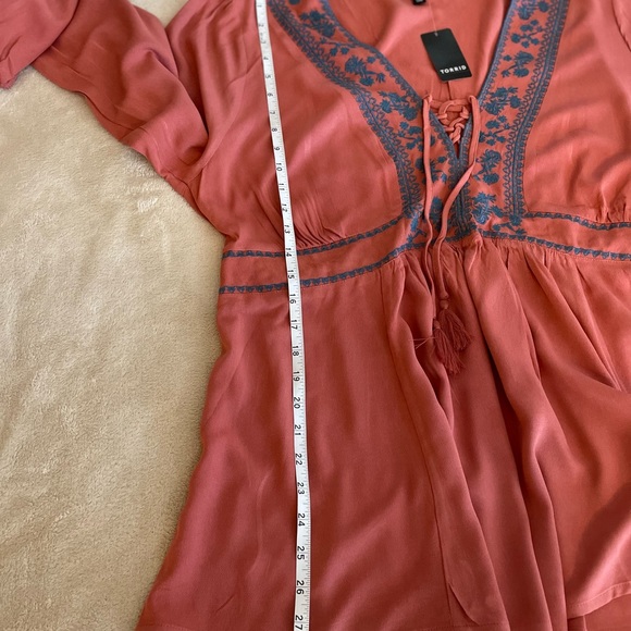 Torrid Embroidered Lace Up Babydoll Top - Sizes 2X & 3X - Picture 10 of 13